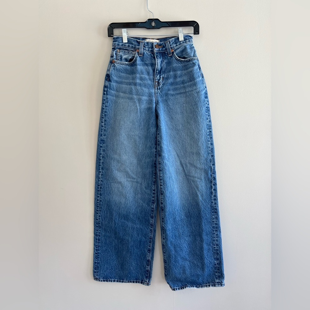 Madewell Superwide-Leg Jeans in Halleran Dark Medium Blue Wash, size 23 - Picture 2 of 14